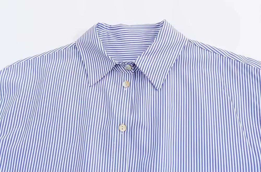 CHEMISE RAYÉE À BRODERIES FLORALES