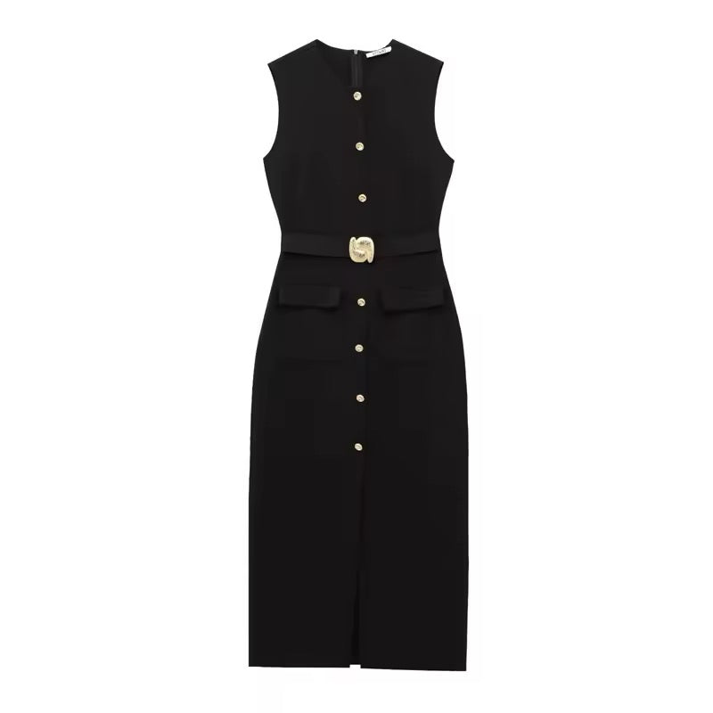 ROBE SANS MANCHES AVEC CEINTURE BOUCLÉE