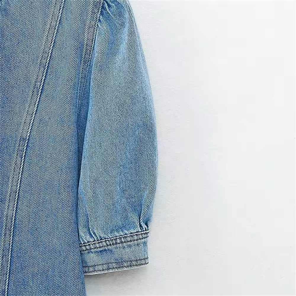 CAMICIA IN DENIM CON COLLO ALTO