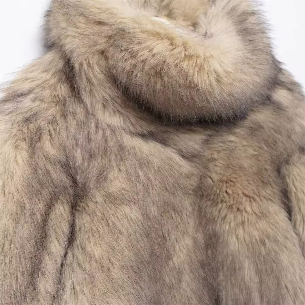 Fur effect down jacket • Women