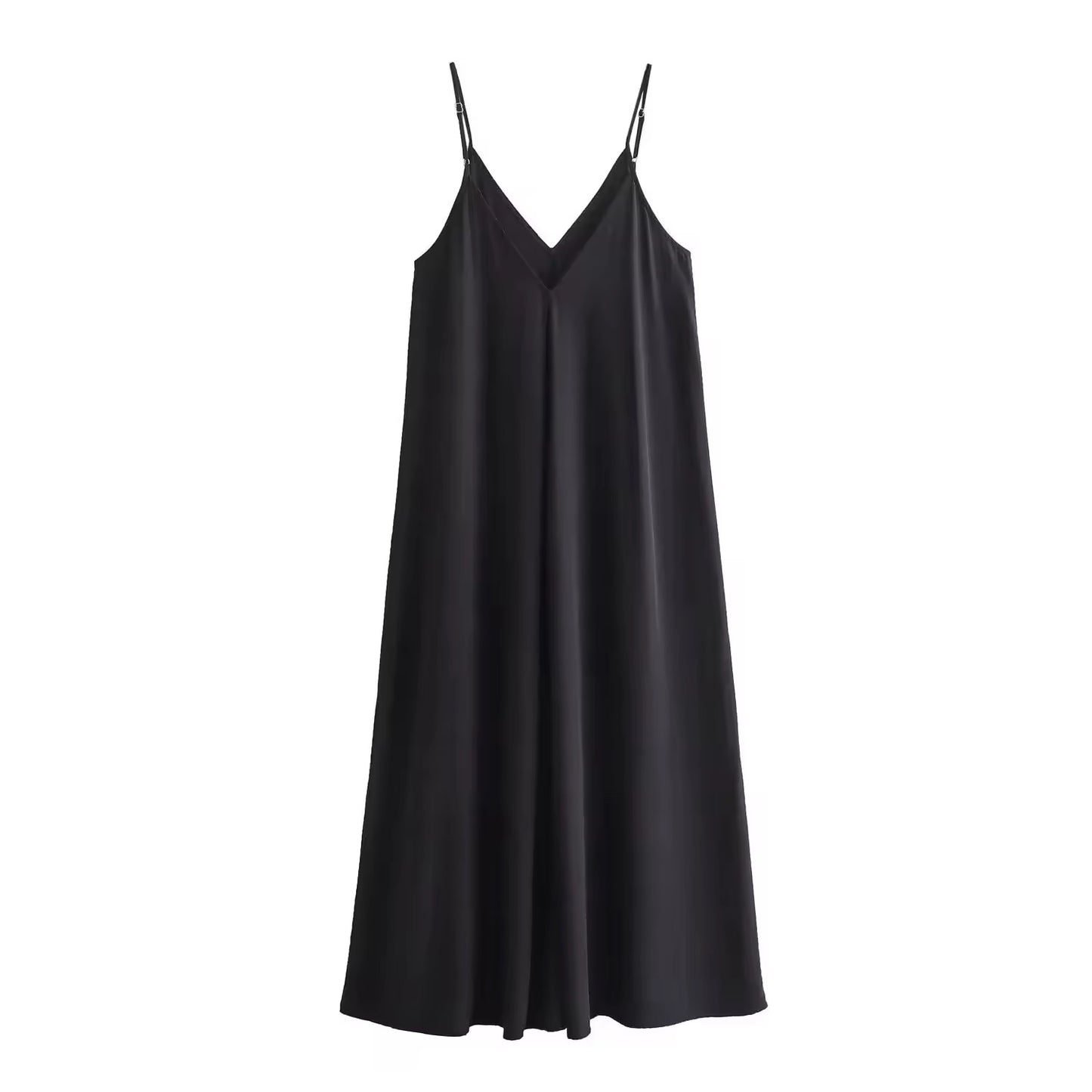 ROBE FLUIDE À BRETELLES EN SATIN
