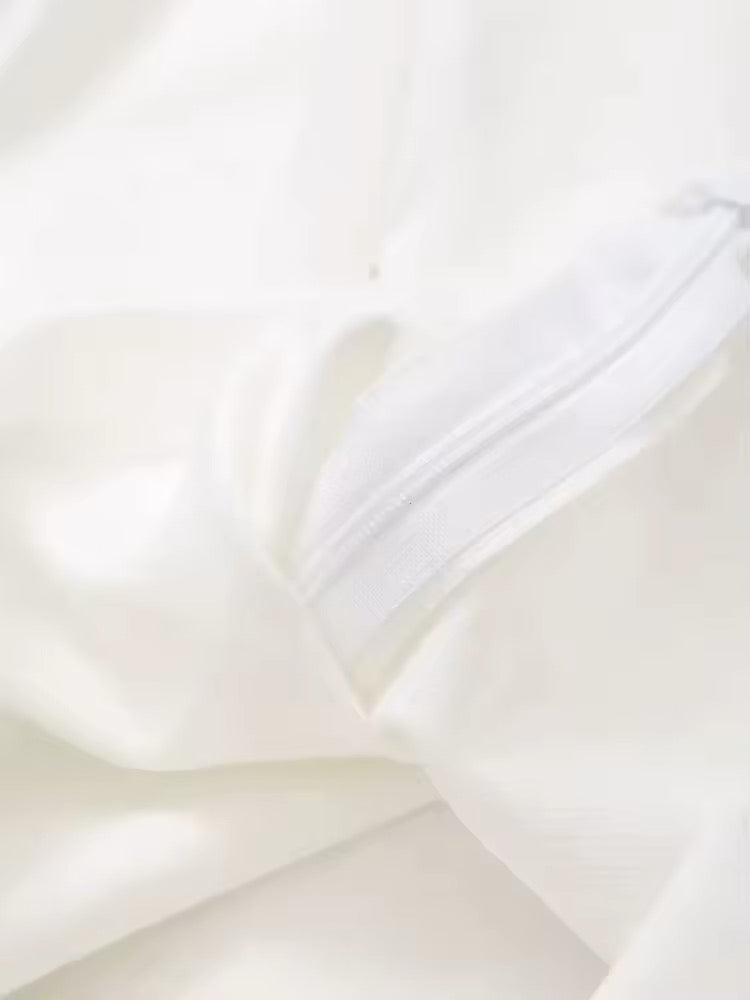 Jogging ample à taille élastique blanc minimaliste
