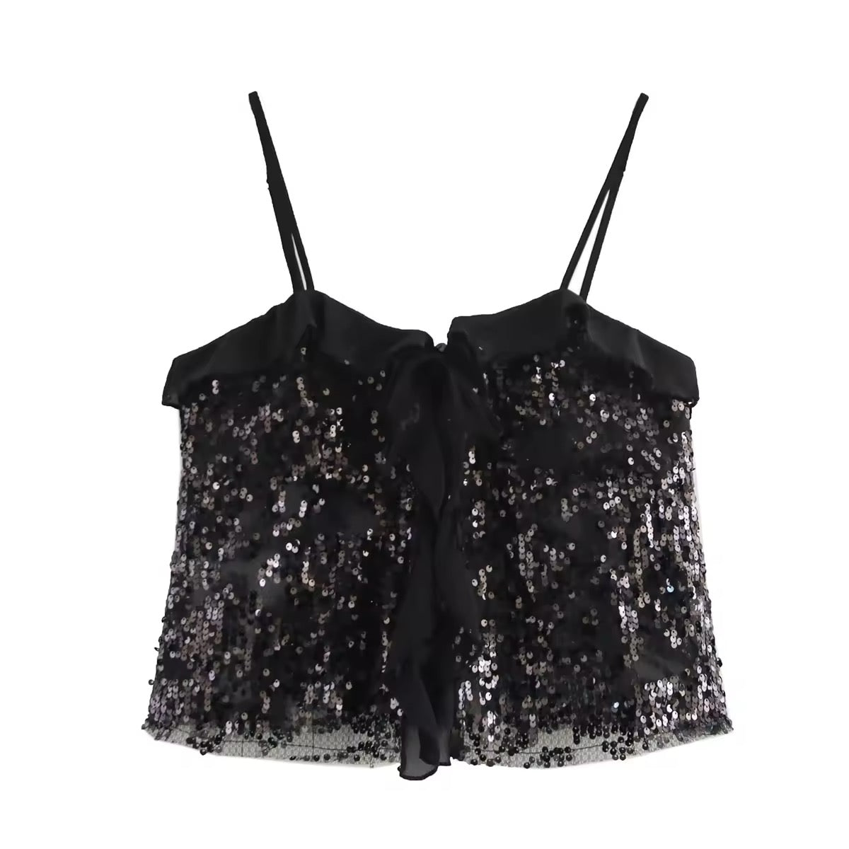 TOP CON VOLANT E PAILLETTES