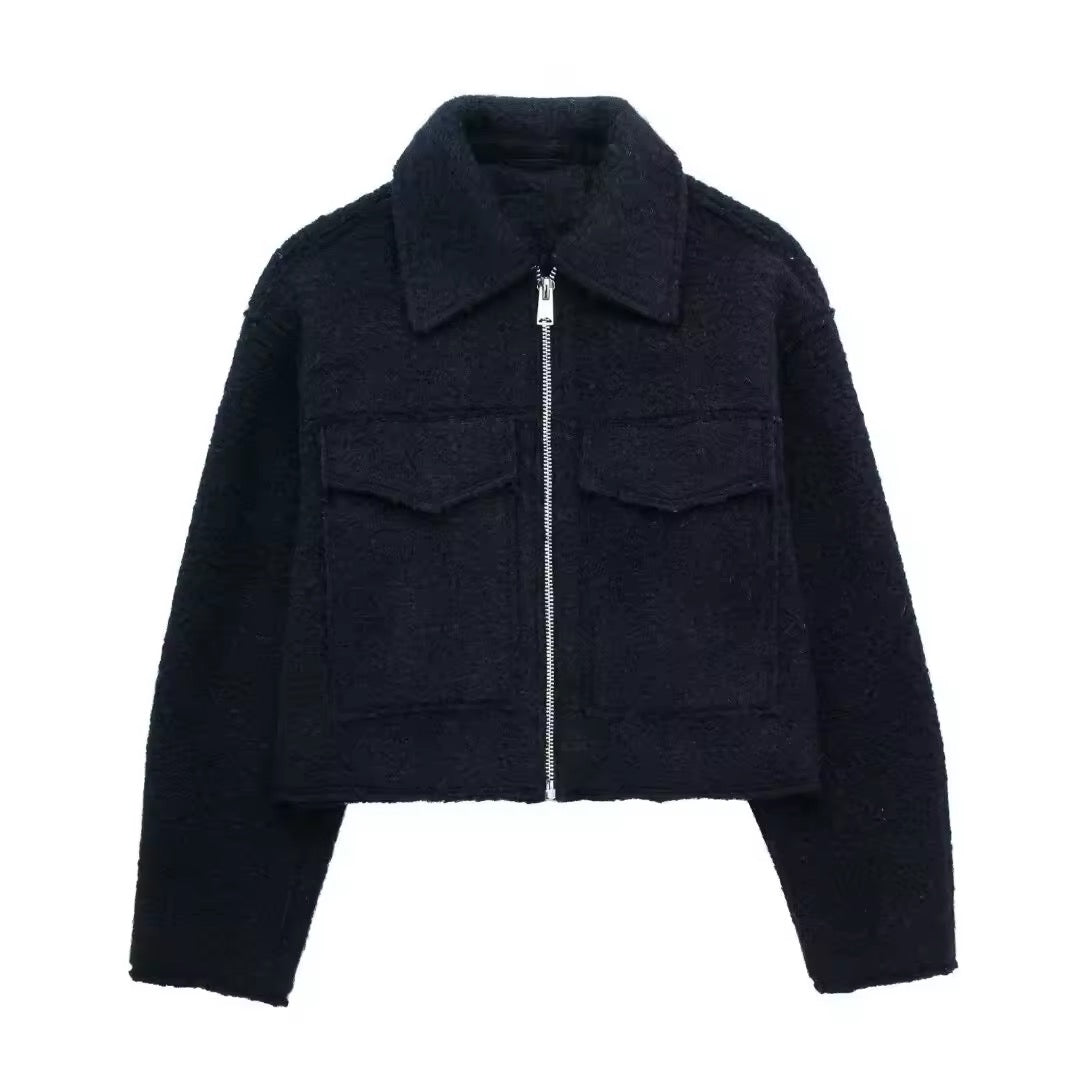 VESTE TEXTURÉE À GRAND COL