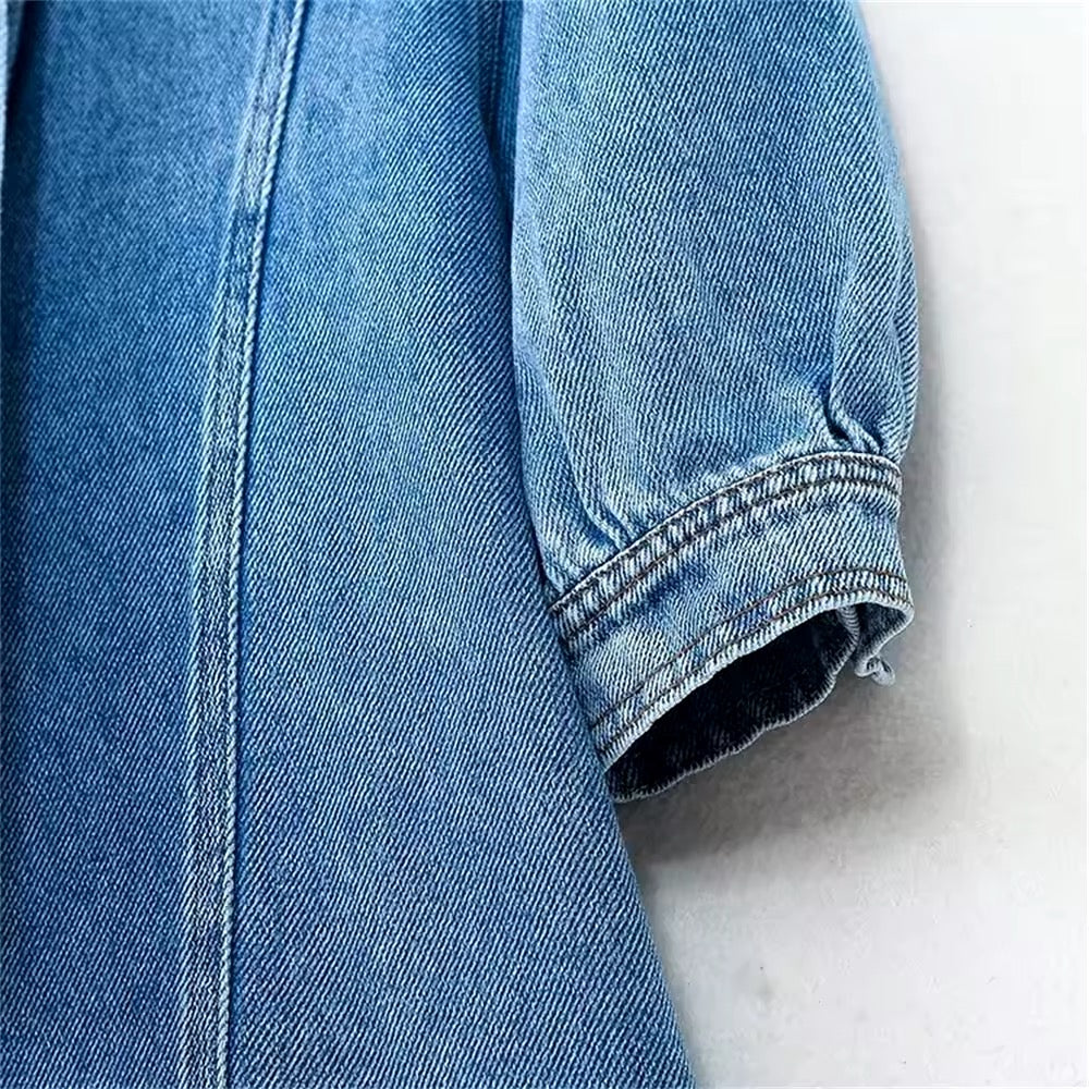 CAMICIA IN DENIM CON COLLO ALTO
