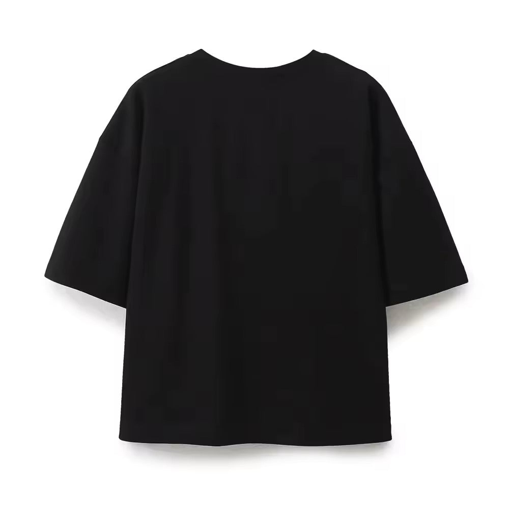 Tee-shirt oversize en coton noir minimaliste
