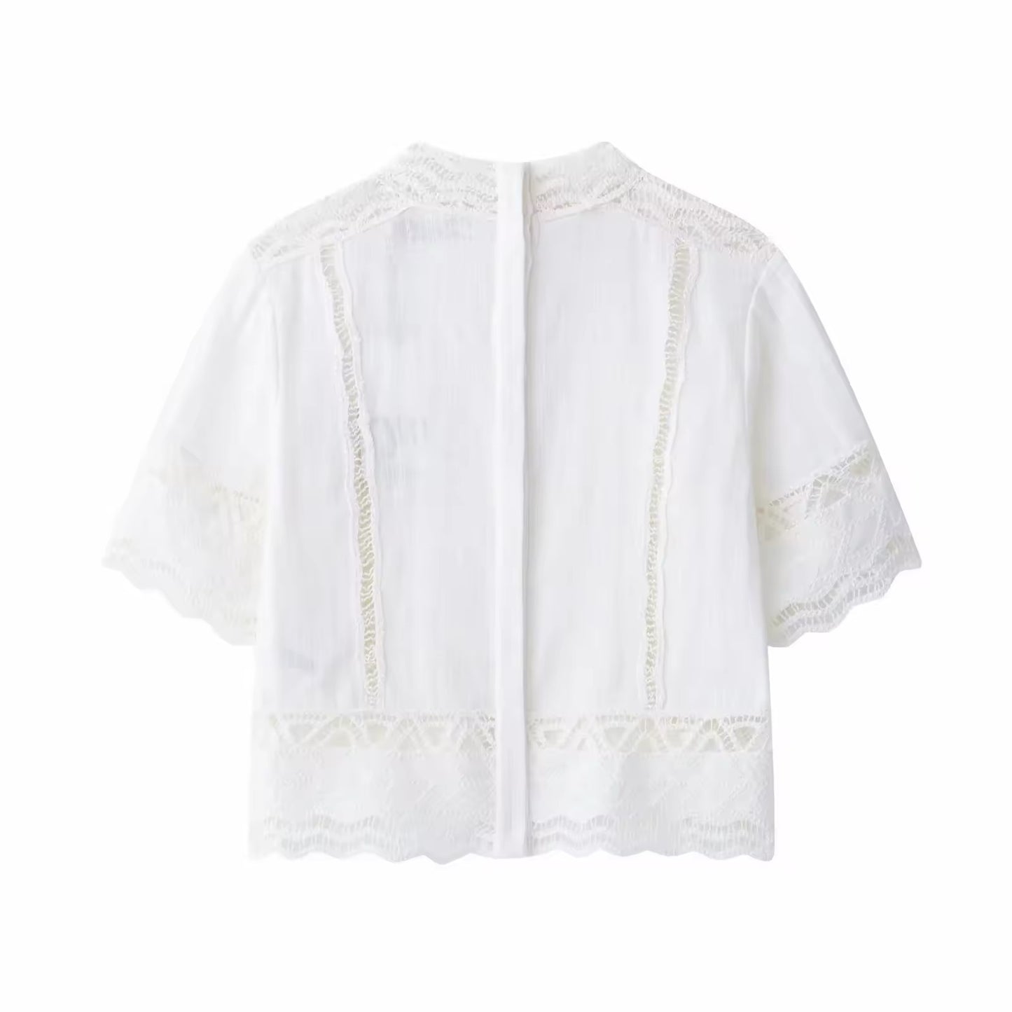 BLOUSE EN COTON AVEC DENTELLE