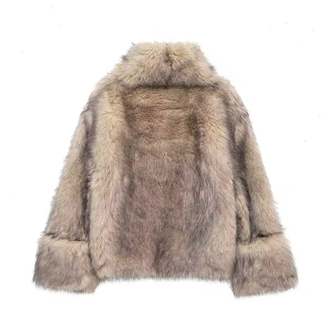 Fur effect down jacket • Women