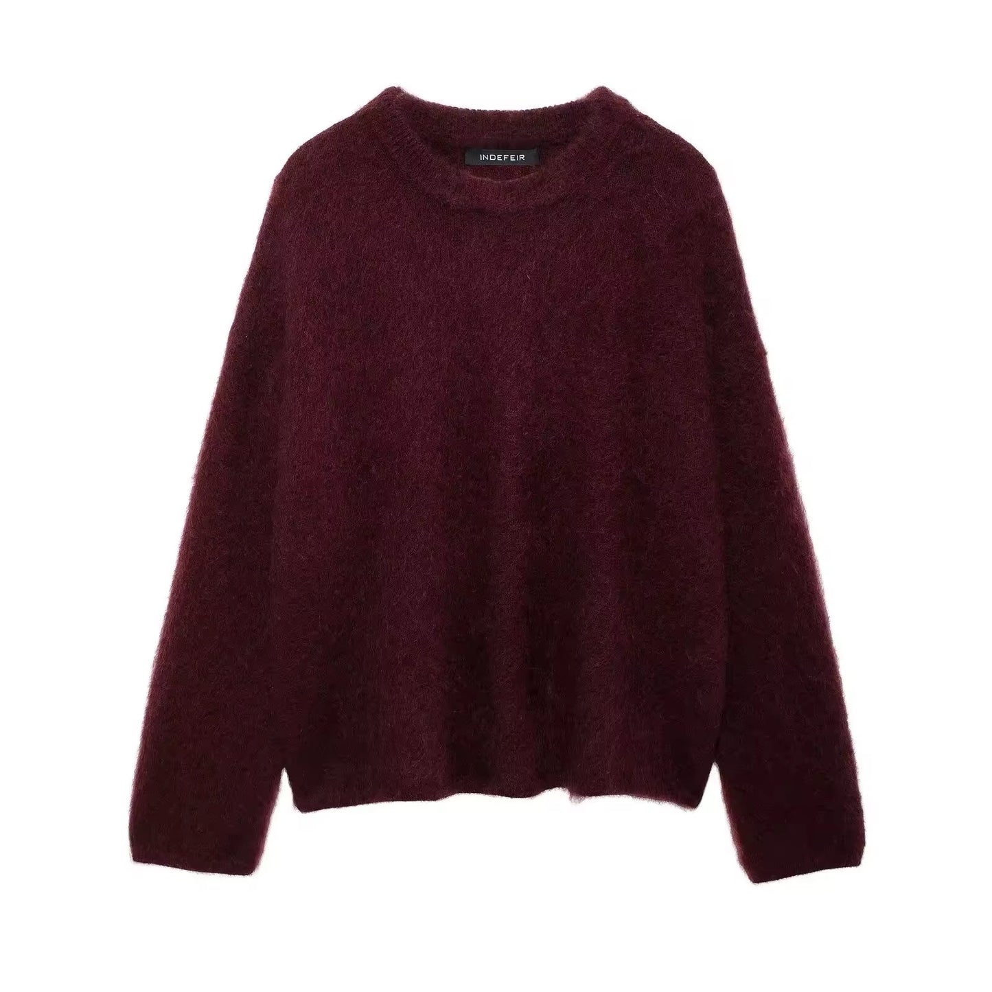 Morbido maglione girocollo in maglia
