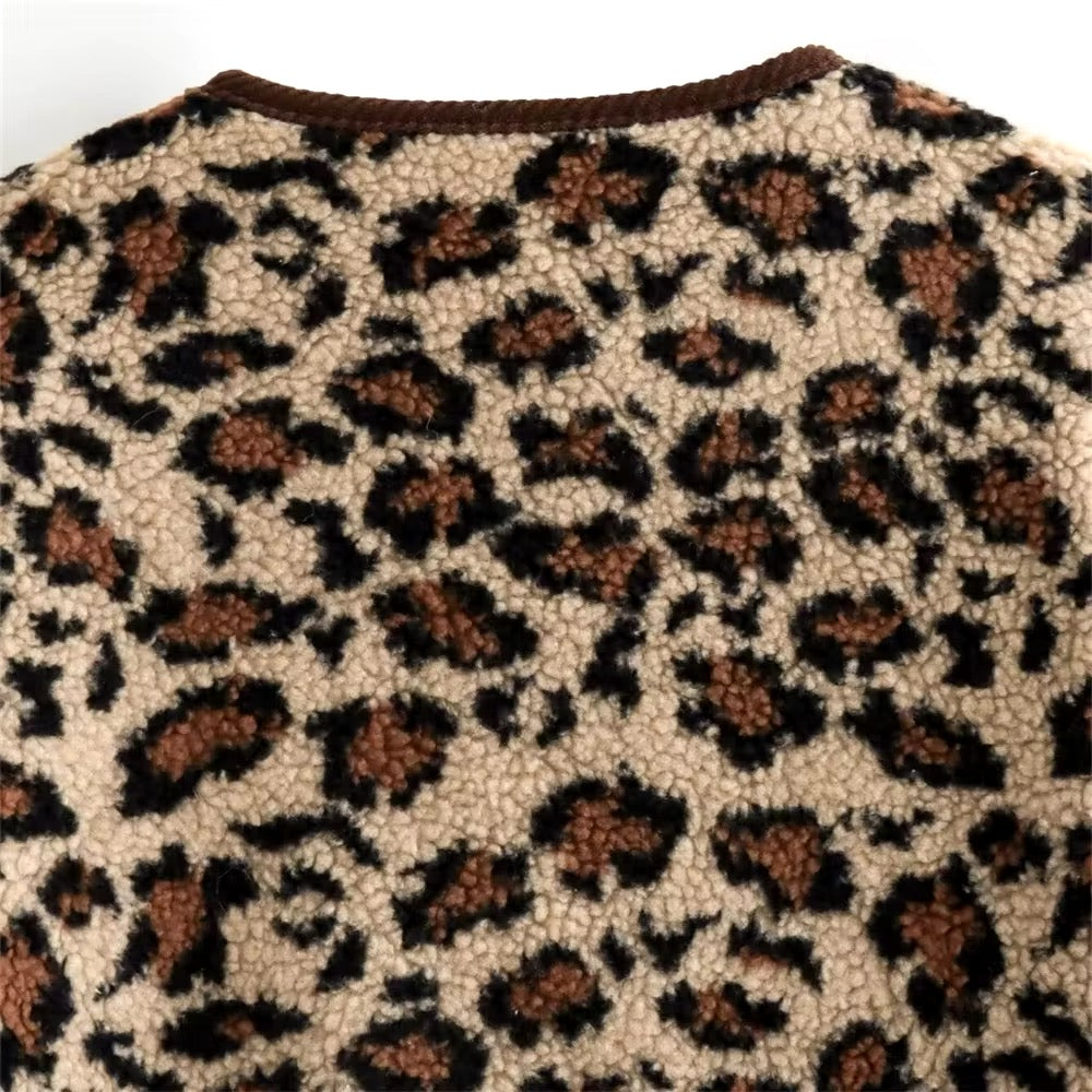 Cappotto effetto lana con stampa leopardata • Donna