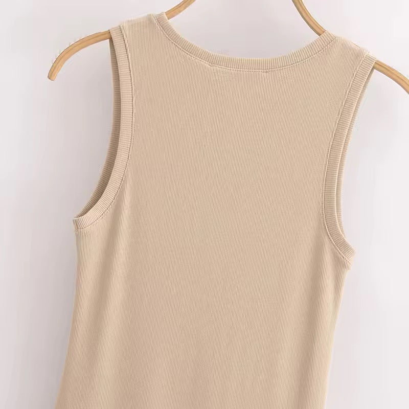 ROBE SANS MANCHES EN COTON STRUCTURÉ