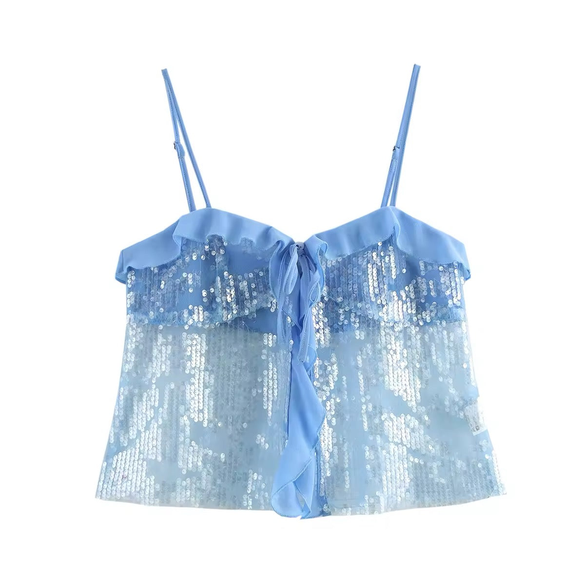 TOP CON VOLANT E PAILLETTES