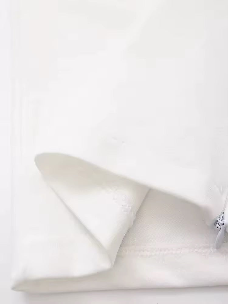 Jogging ample à taille élastique blanc minimaliste
