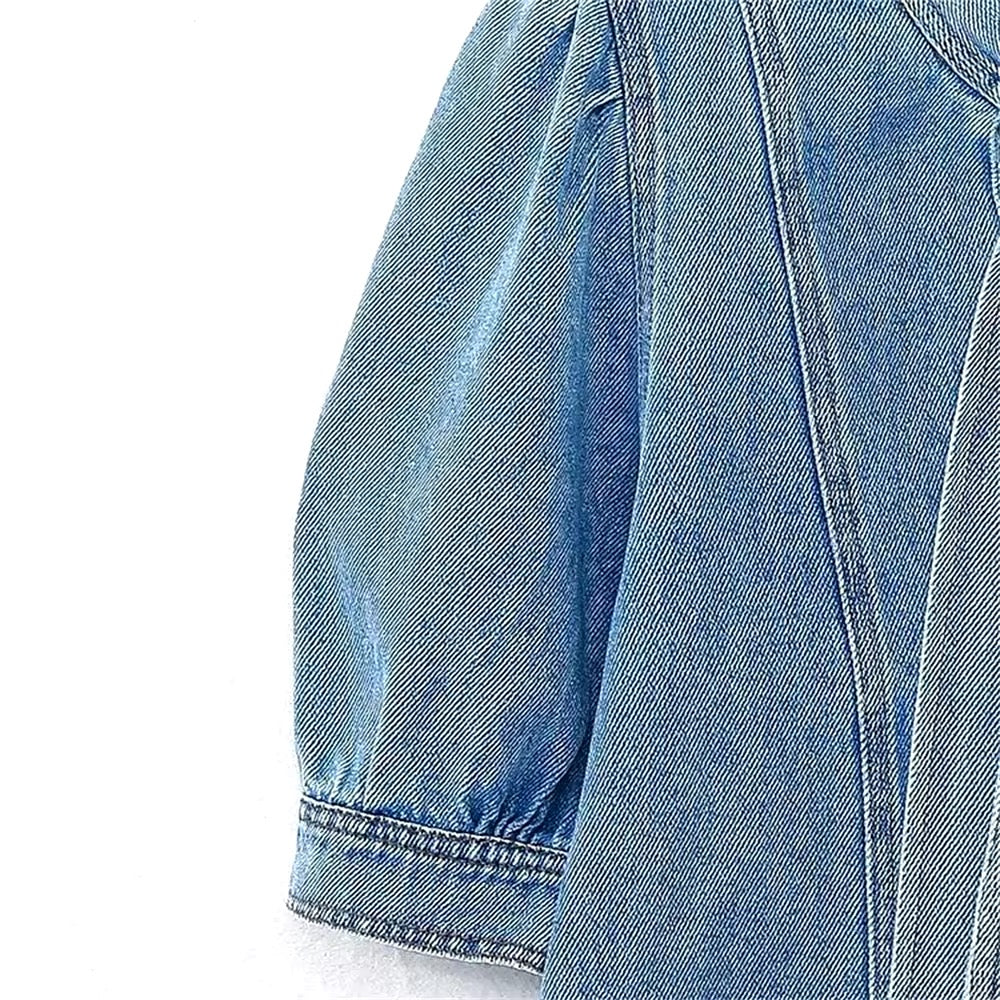 CAMICIA IN DENIM CON COLLO ALTO