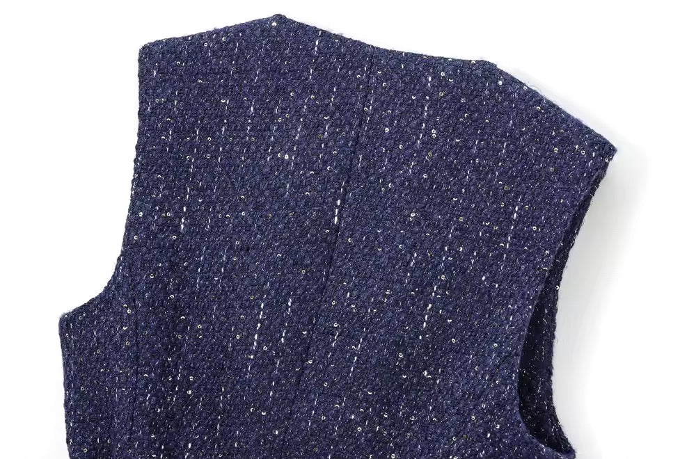 GILET EN TWEED CEINTURÉ
