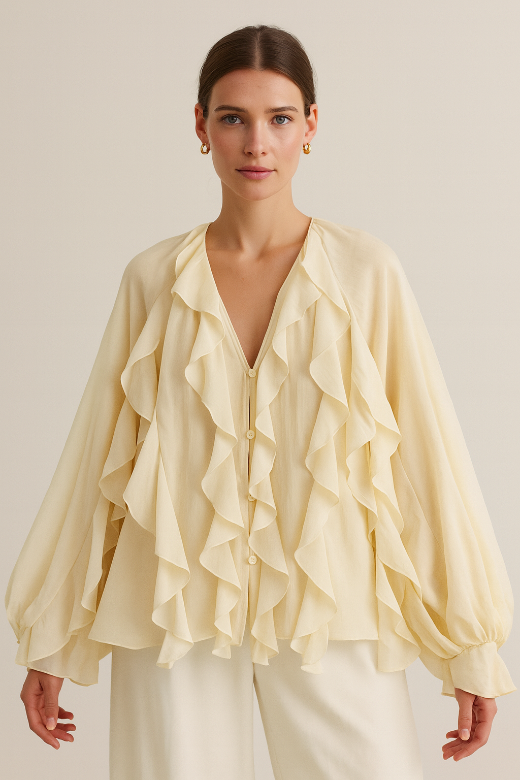 BLUSA CON VOLANT DA DONNA