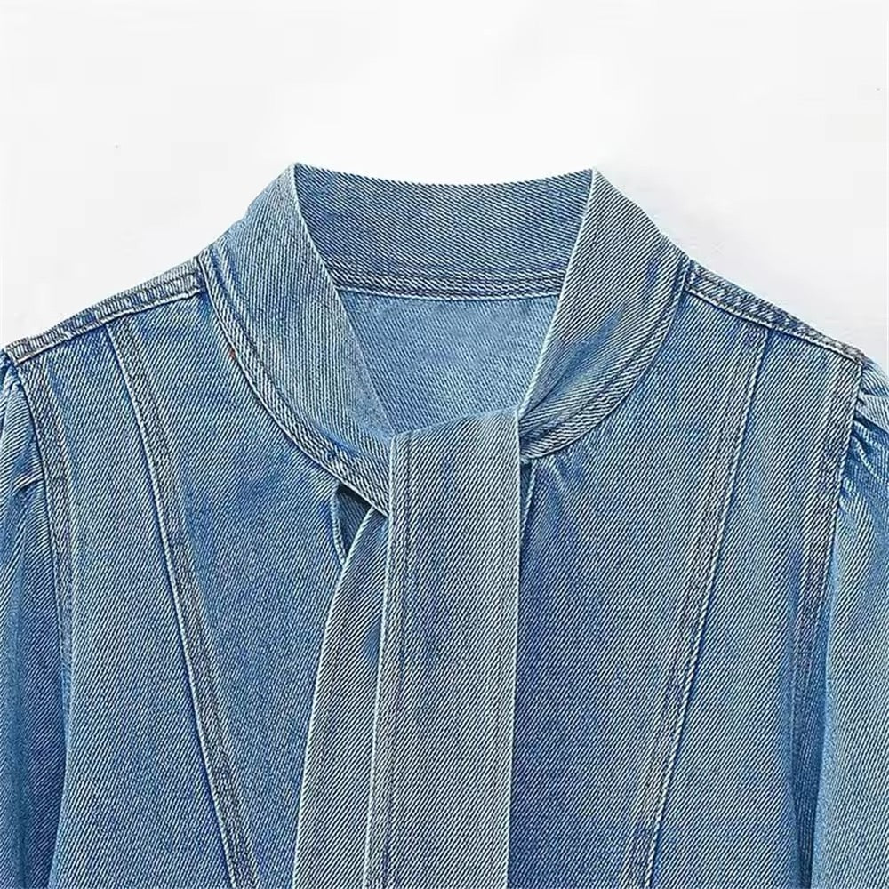 CAMICIA IN DENIM CON COLLO ALTO