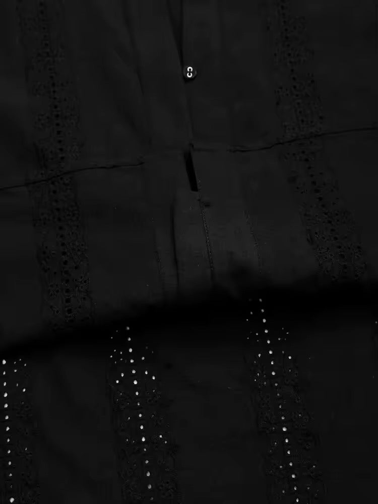BLOUSE AJOURÉE À MANCHES LONGUES
