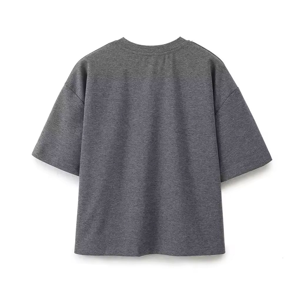 Tee-shirt oversize en coton gris minimaliste