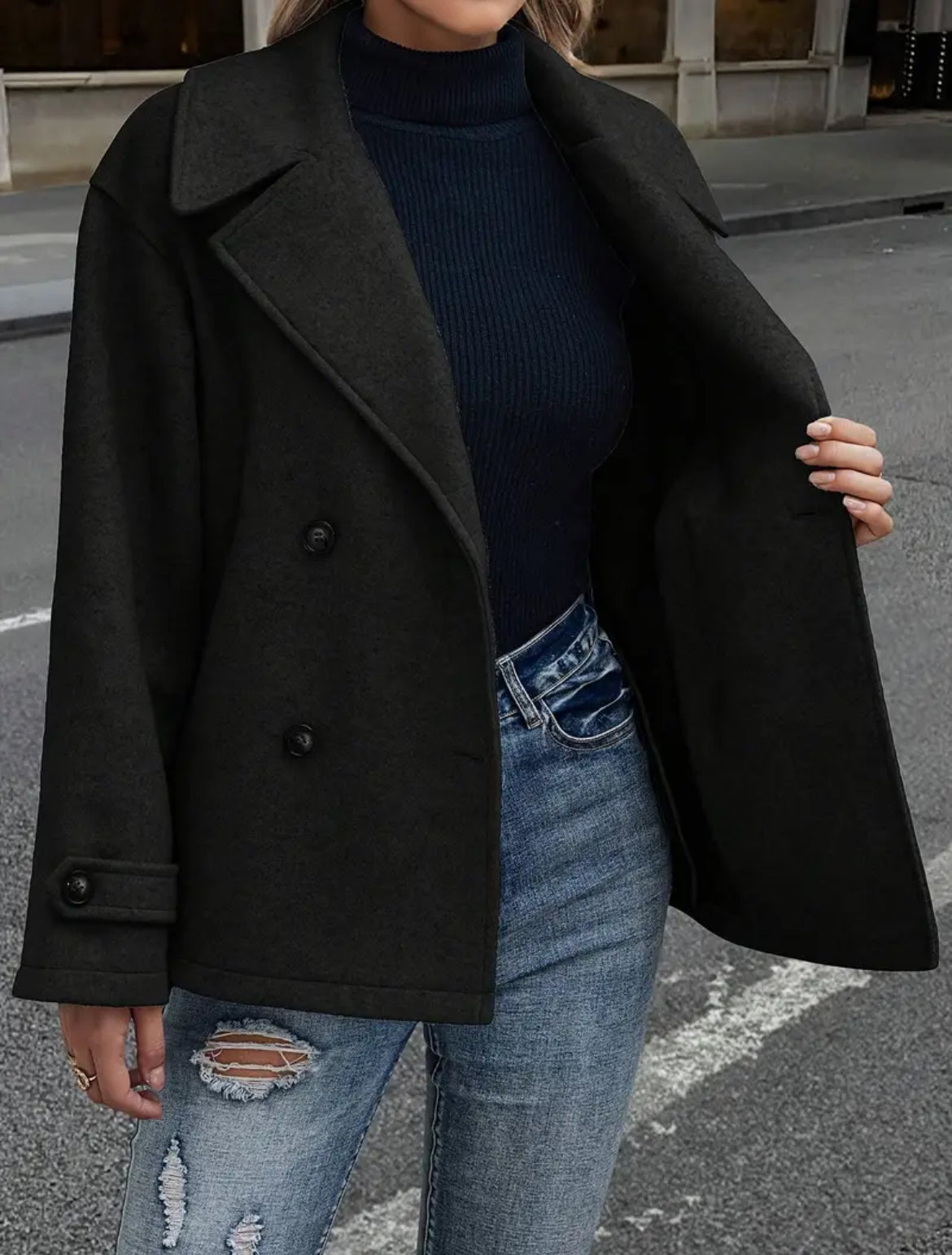 MANTEAU DOUBLE BOUTONNAGE À REVERS XXL