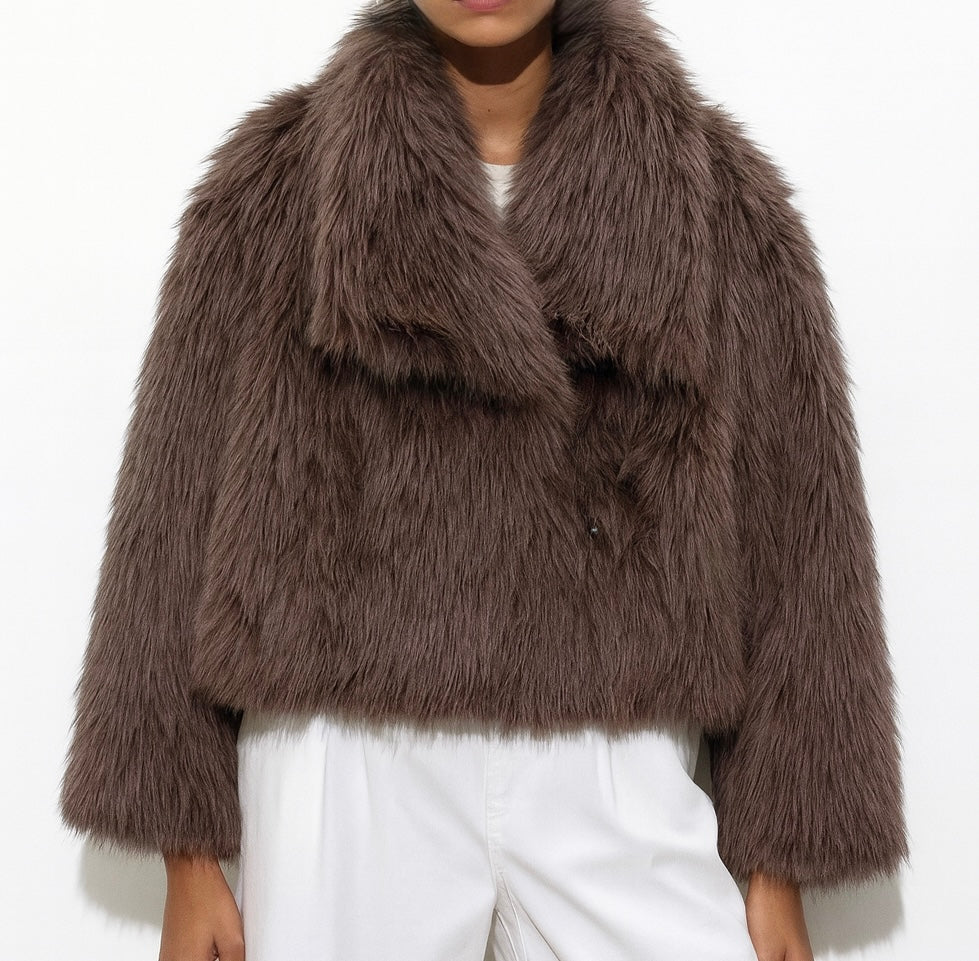 Fur effect down jacket • Women