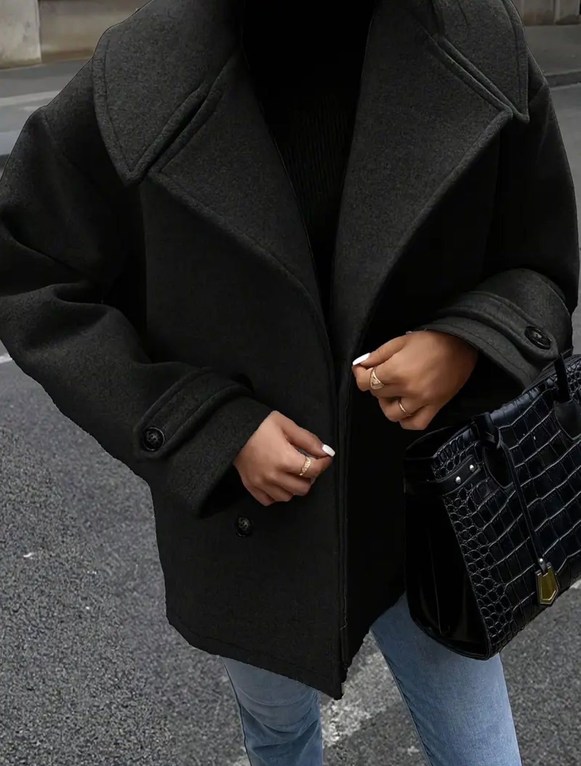 MANTEAU DOUBLE BOUTONNAGE À REVERS XXL