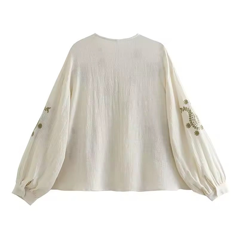 BLOUSE BRODÉE À MANCHES VOLUMINEUSES