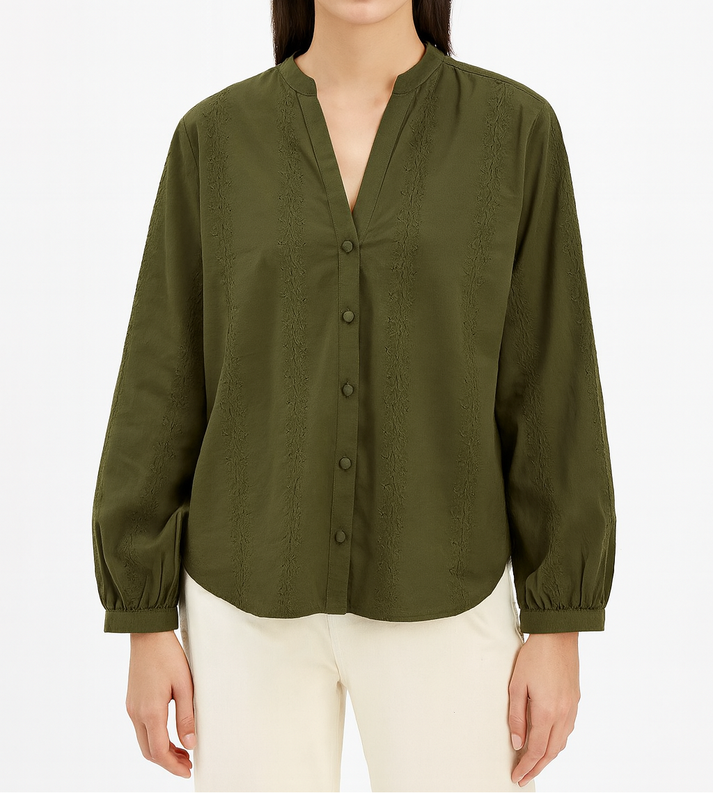 CHEMISE TEXTURÉE COL V