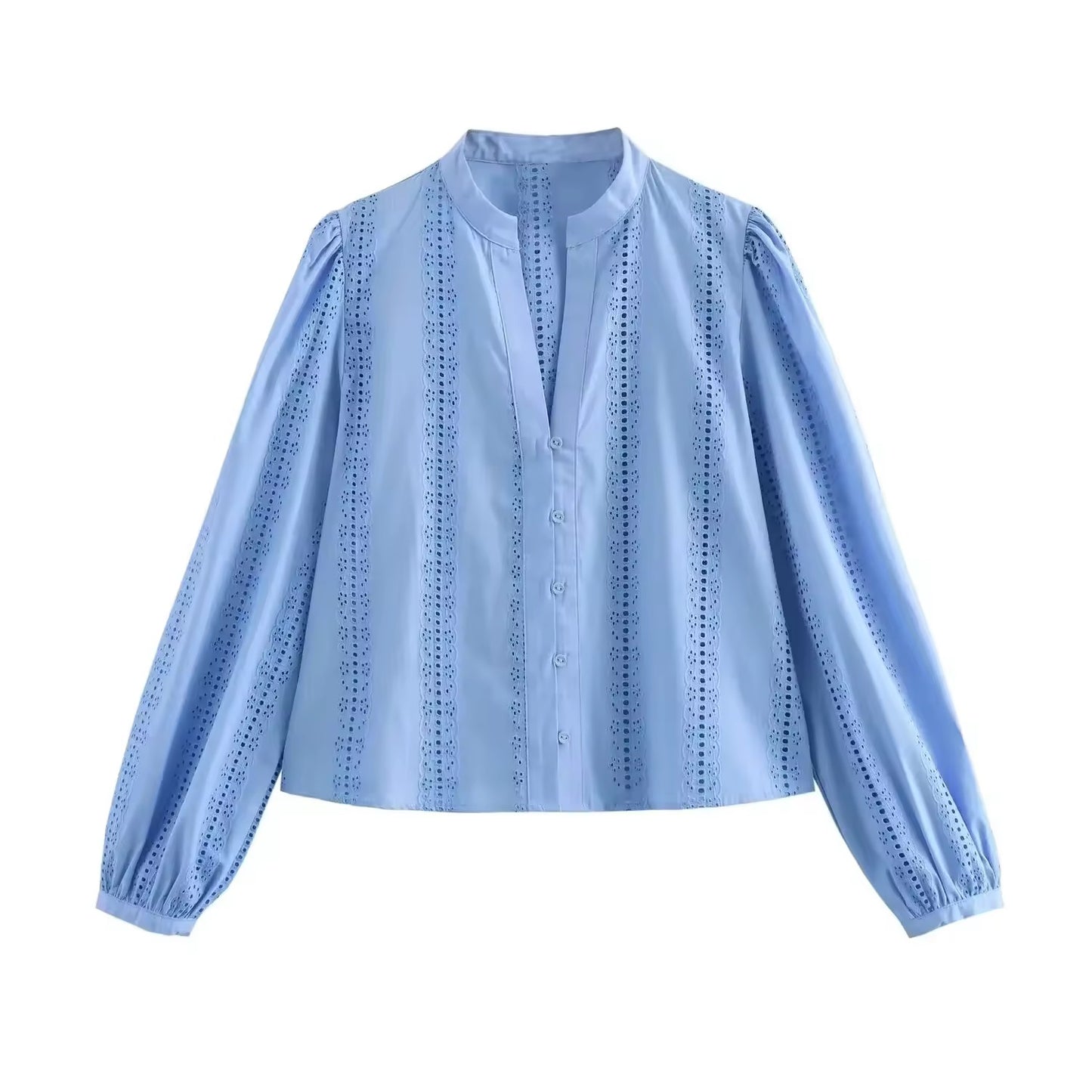 BLOUSE AJOURÉE À MANCHES LONGUES