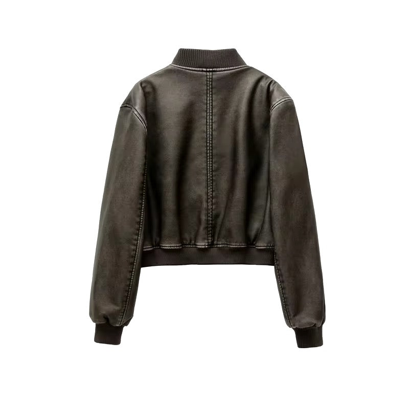Giacca in pelle PU vintage • Donna
