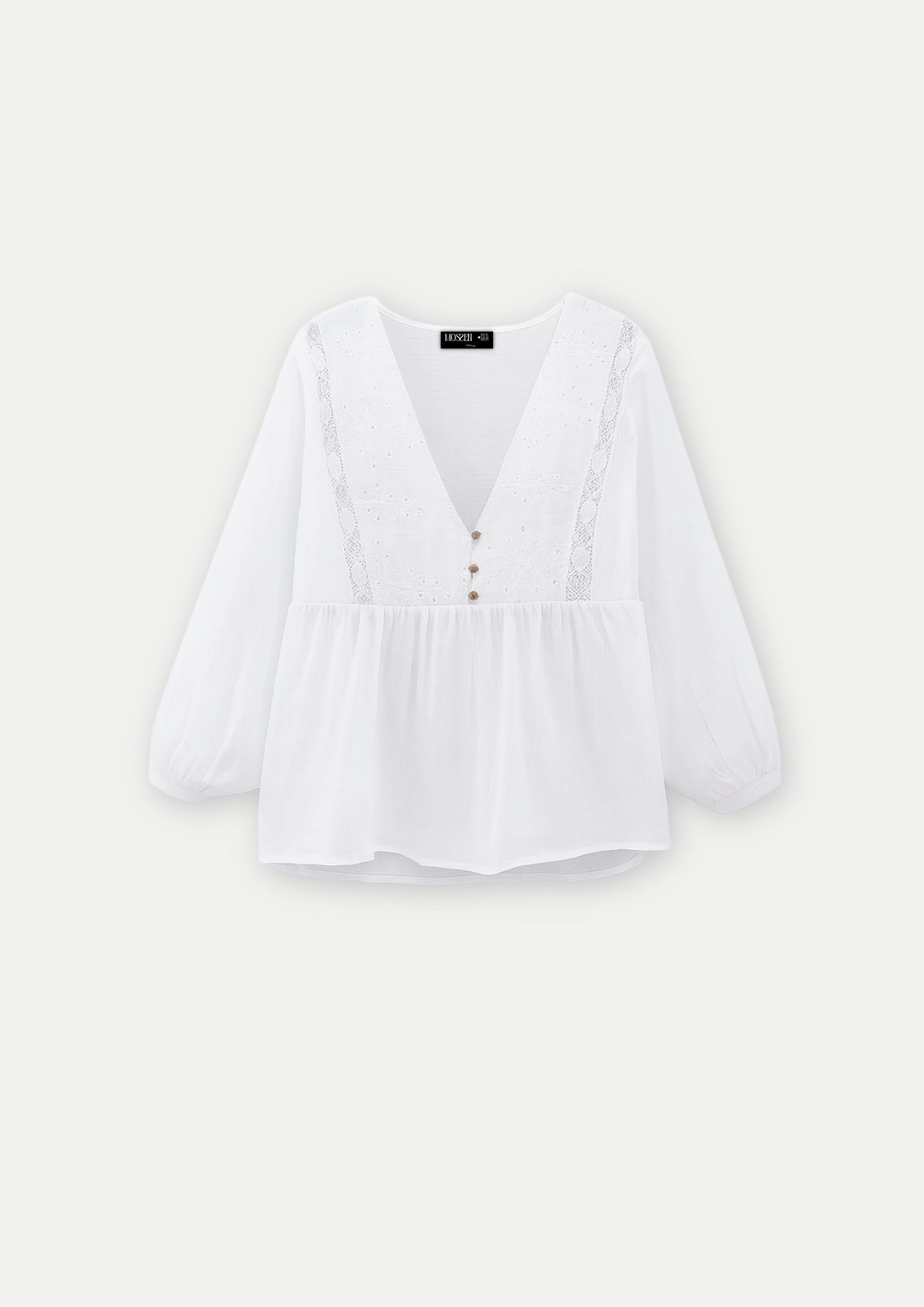 Blusa ricamata decorata con pizzo