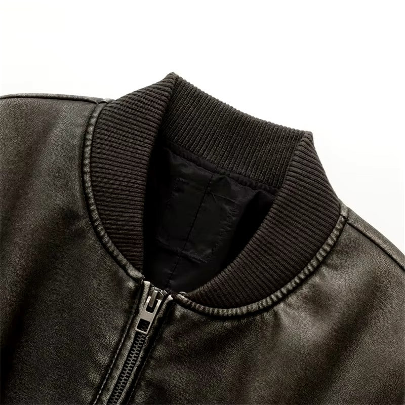 Giacca in pelle PU vintage • Donna