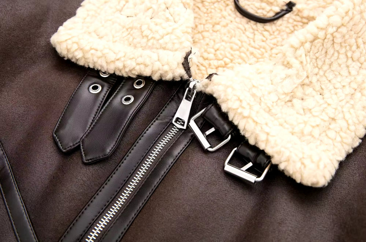 Vintage PU Leather Coat • Women