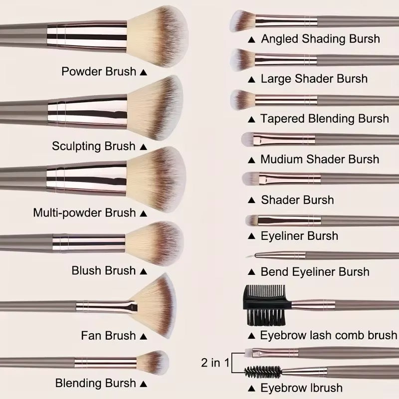 Set di 18 pennelli per trucco