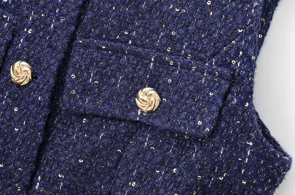 GILET EN TWEED CEINTURÉ