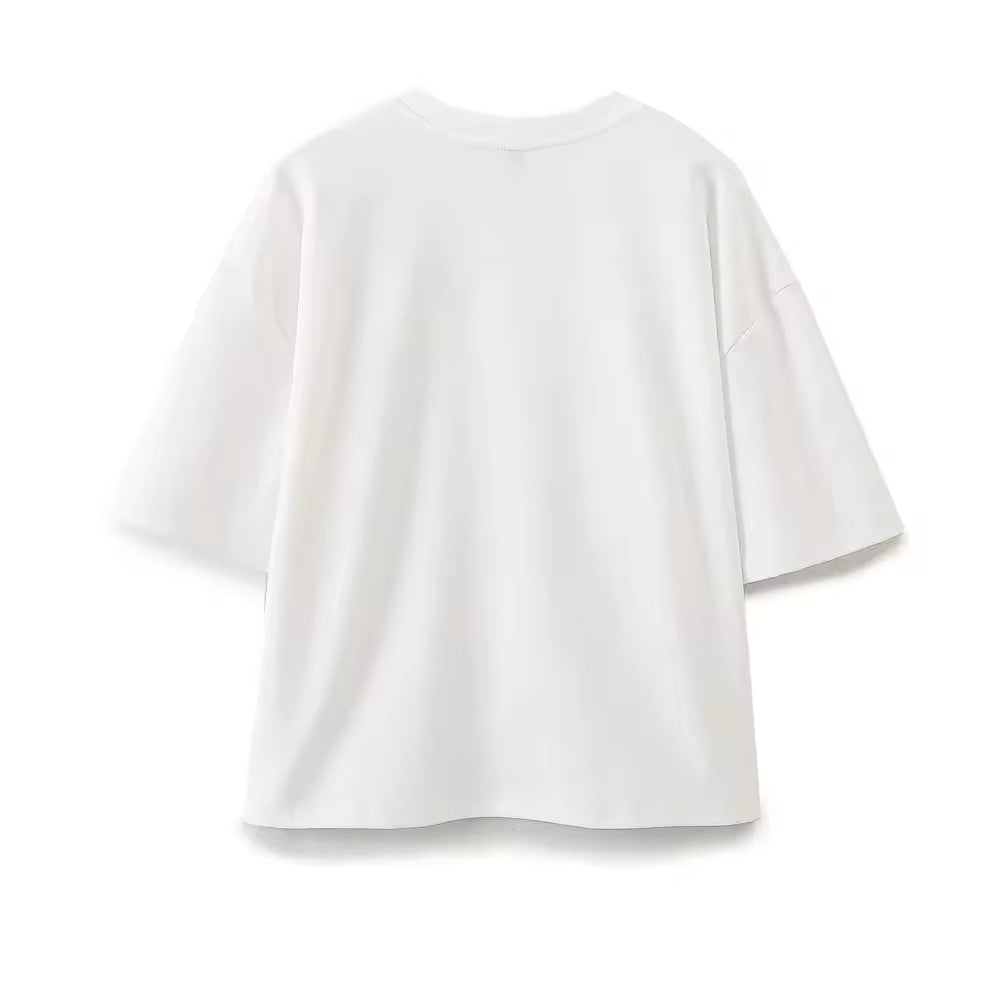 Tee-shirt oversize en coton blanc minimaliste