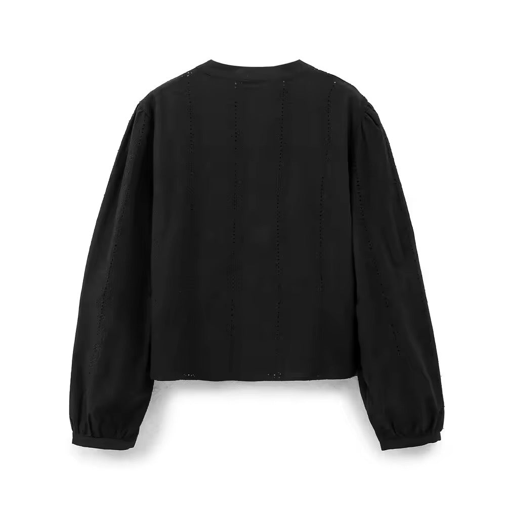 BLOUSE AJOURÉE À MANCHES LONGUES