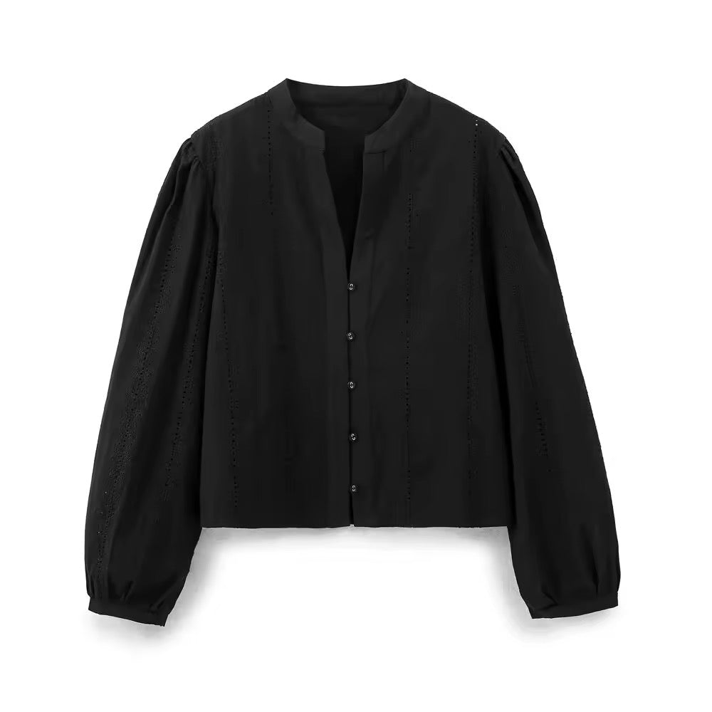 BLOUSE AJOURÉE À MANCHES LONGUES