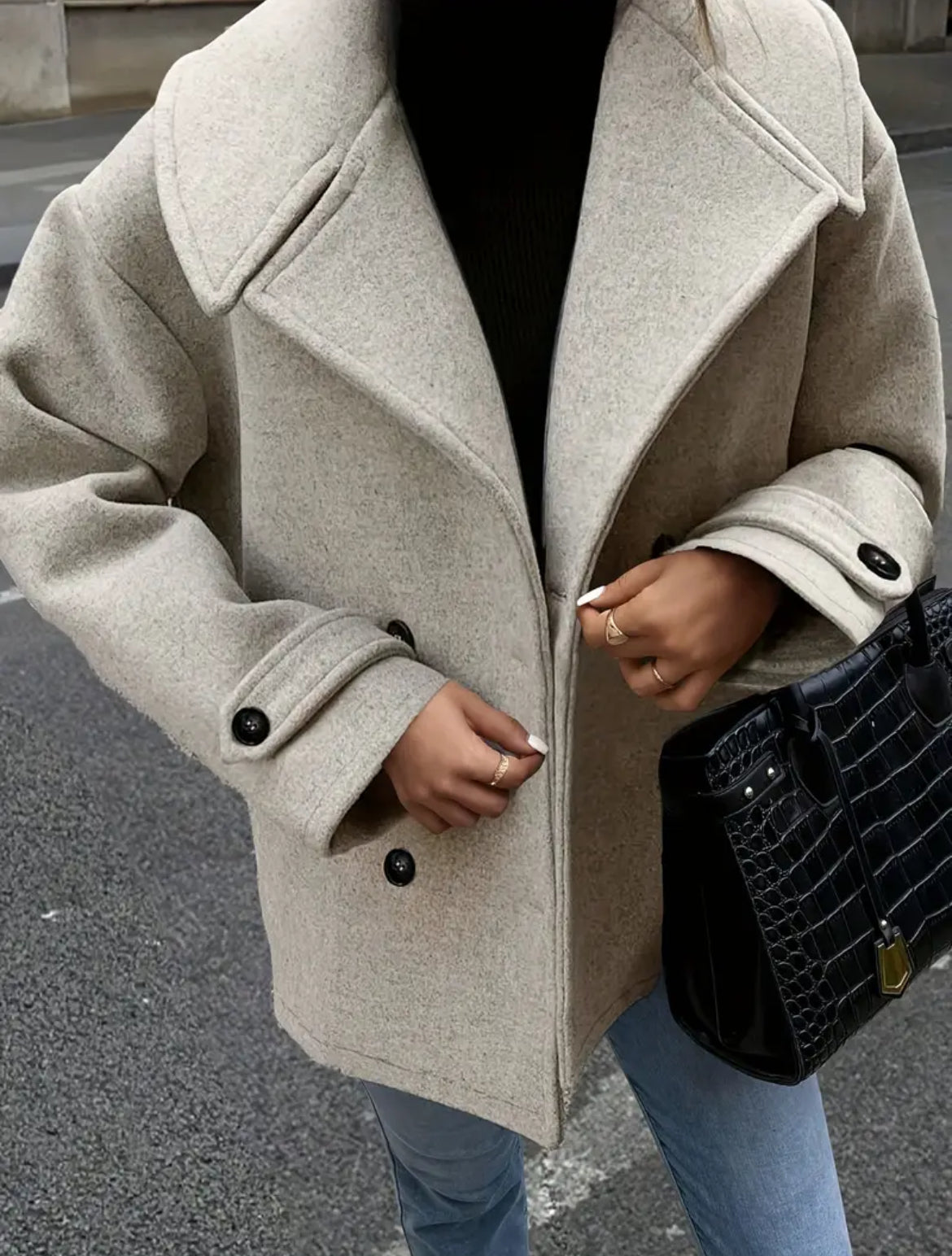 MANTEAU DOUBLE BOUTONNAGE À REVERS XXL