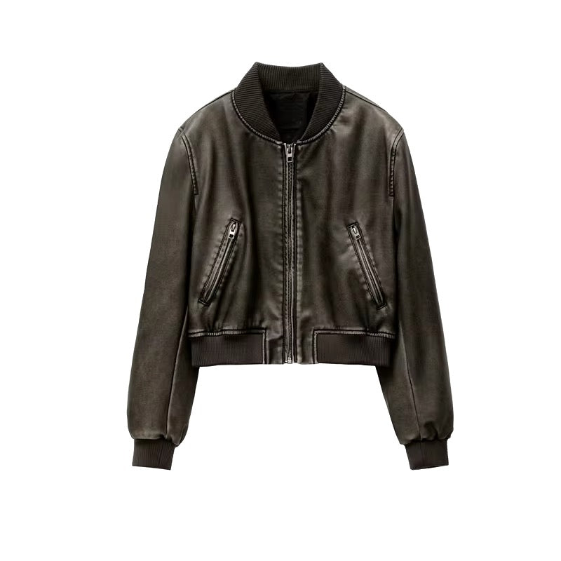 Giacca in pelle PU vintage • Donna