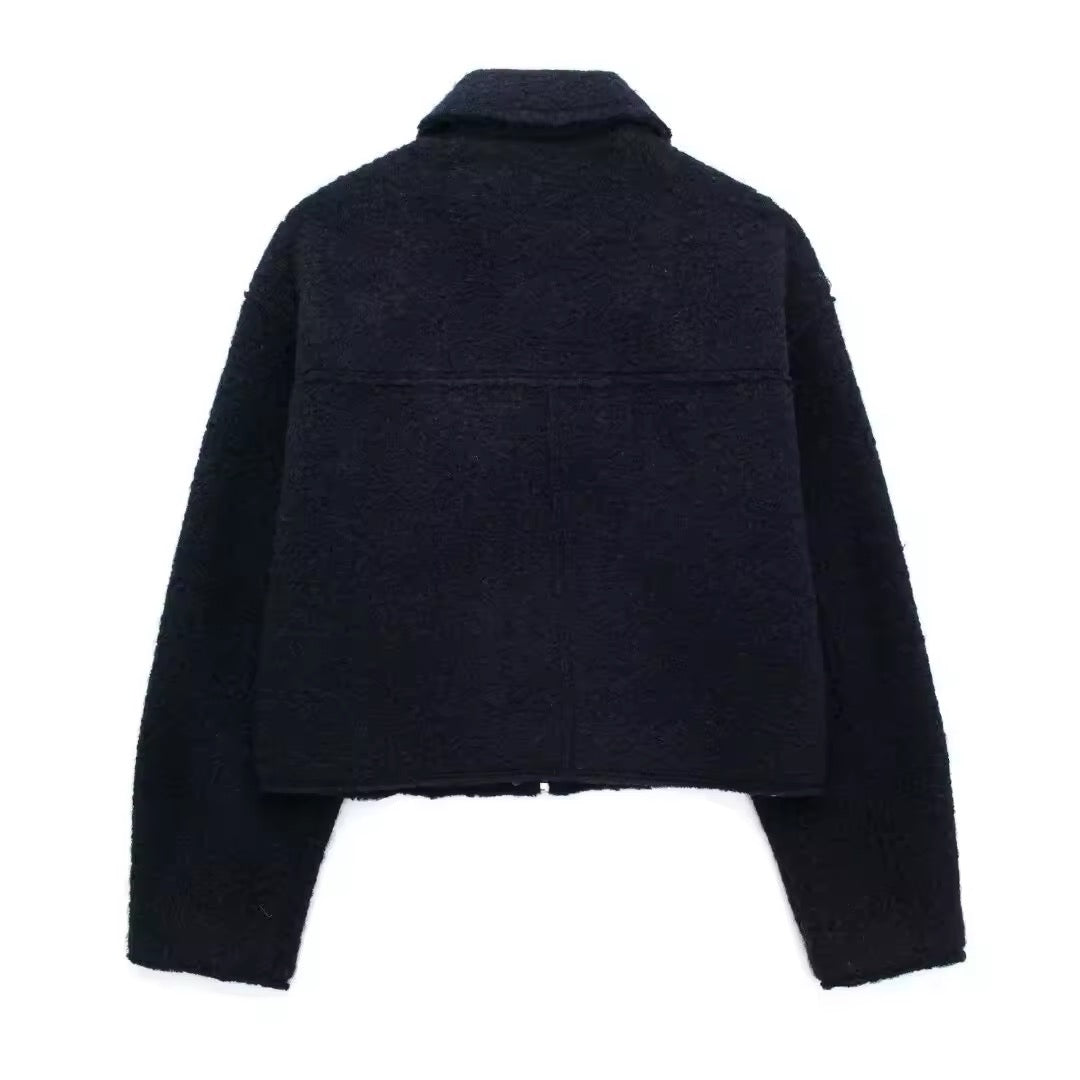 VESTE TEXTURÉE À GRAND COL