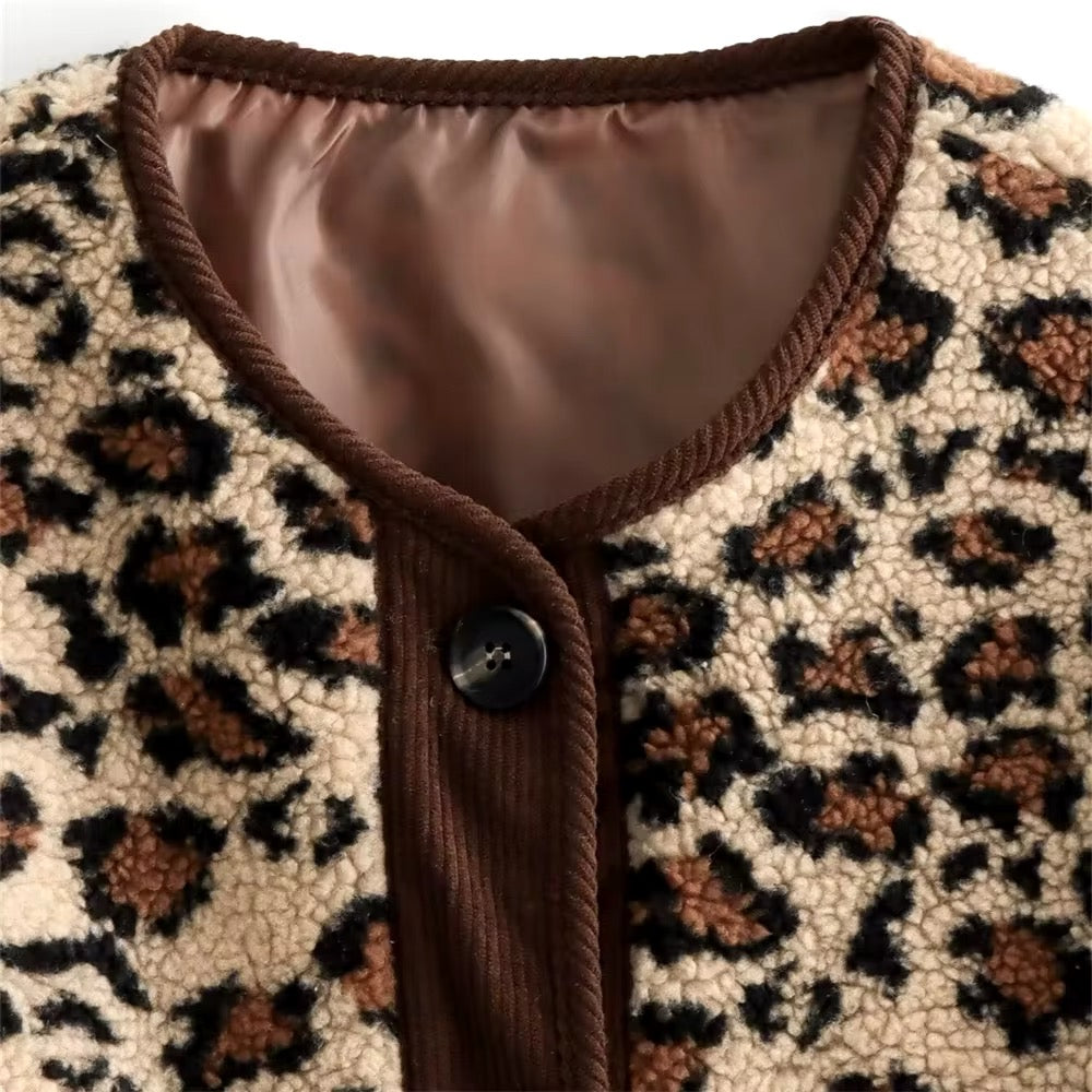 Cappotto effetto lana con stampa leopardata • Donna