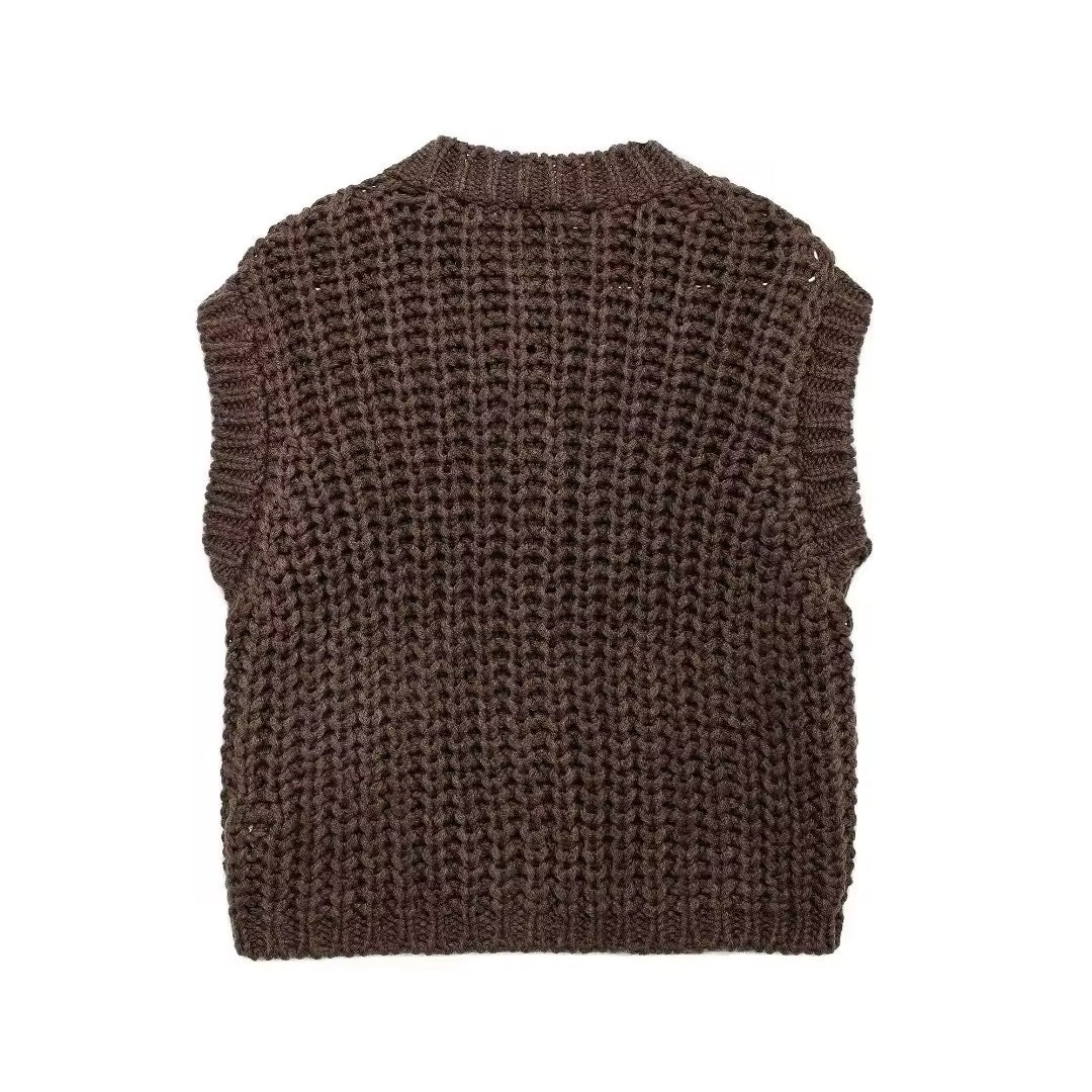 CARDIGAN IN MAGLIA SENZA MANICHE