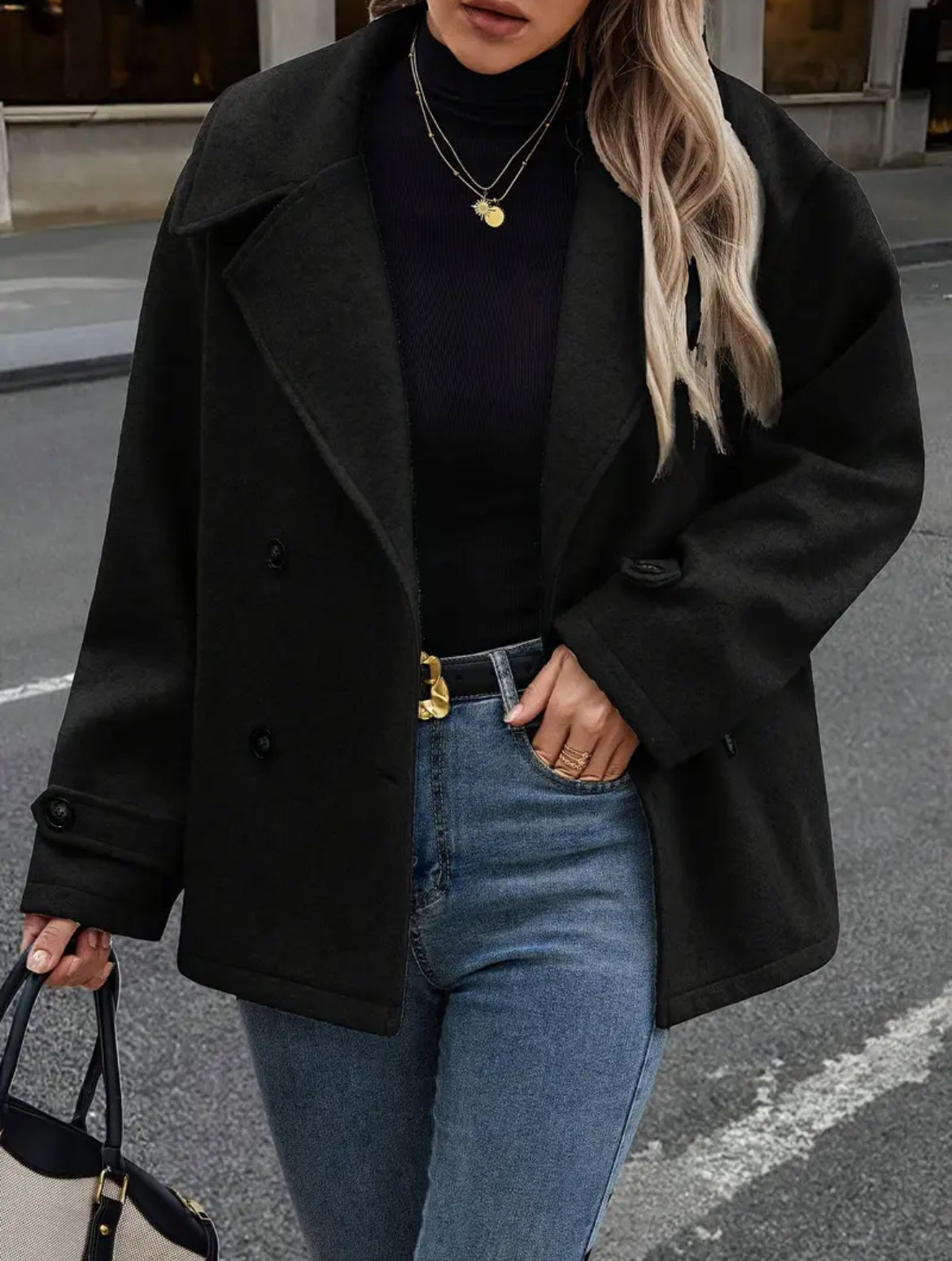 MANTEAU DOUBLE BOUTONNAGE À REVERS XXL