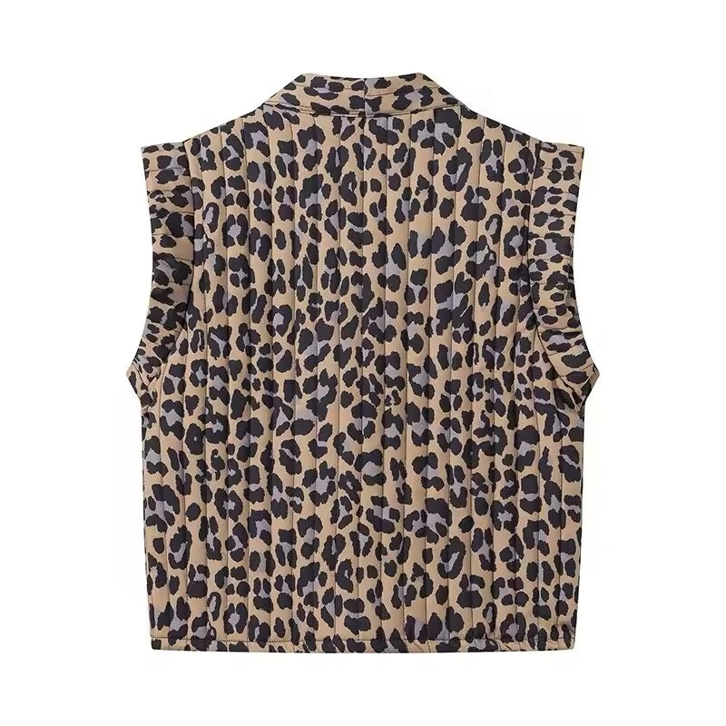 Leopard print sleeveless jacket • Women