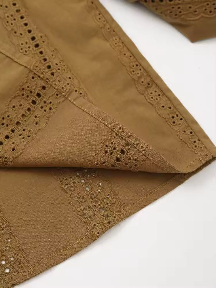 BLOUSE AJOURÉE À MANCHES LONGUES