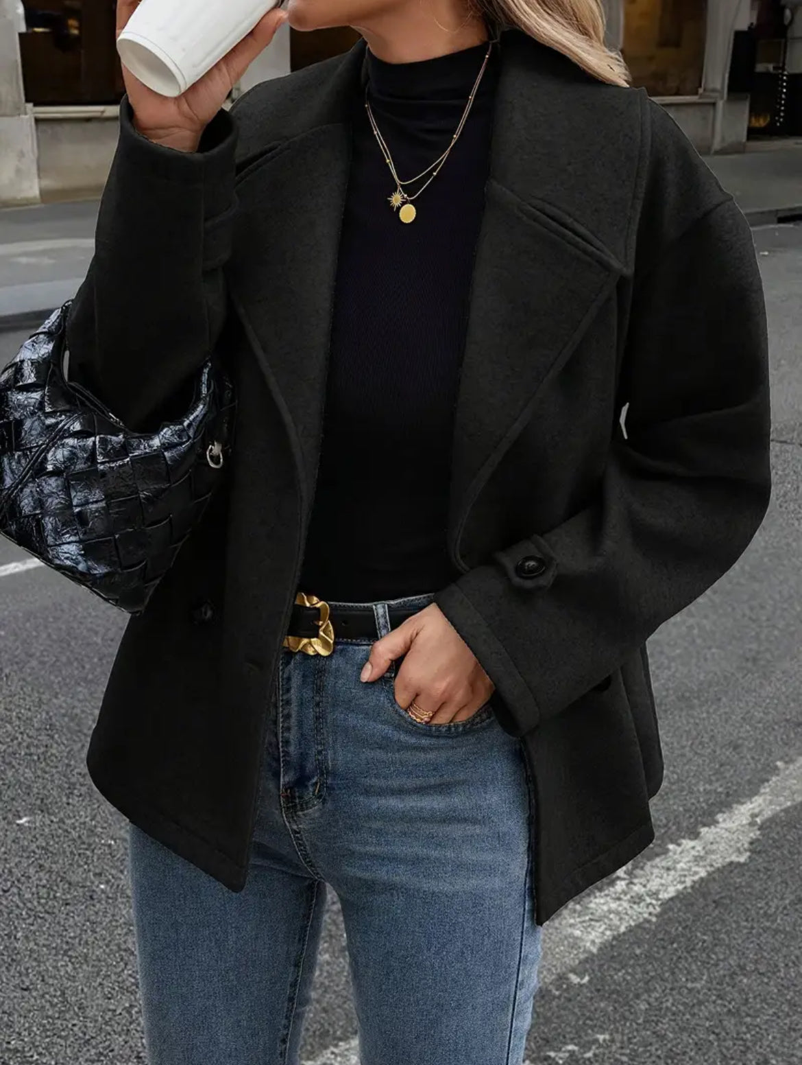 MANTEAU DOUBLE BOUTONNAGE À REVERS XXL