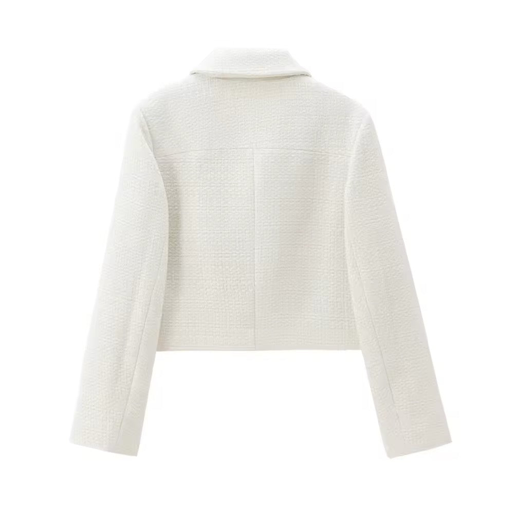 VESTE COURTE STRUCTURÉE À BOUTONS MÉTAL