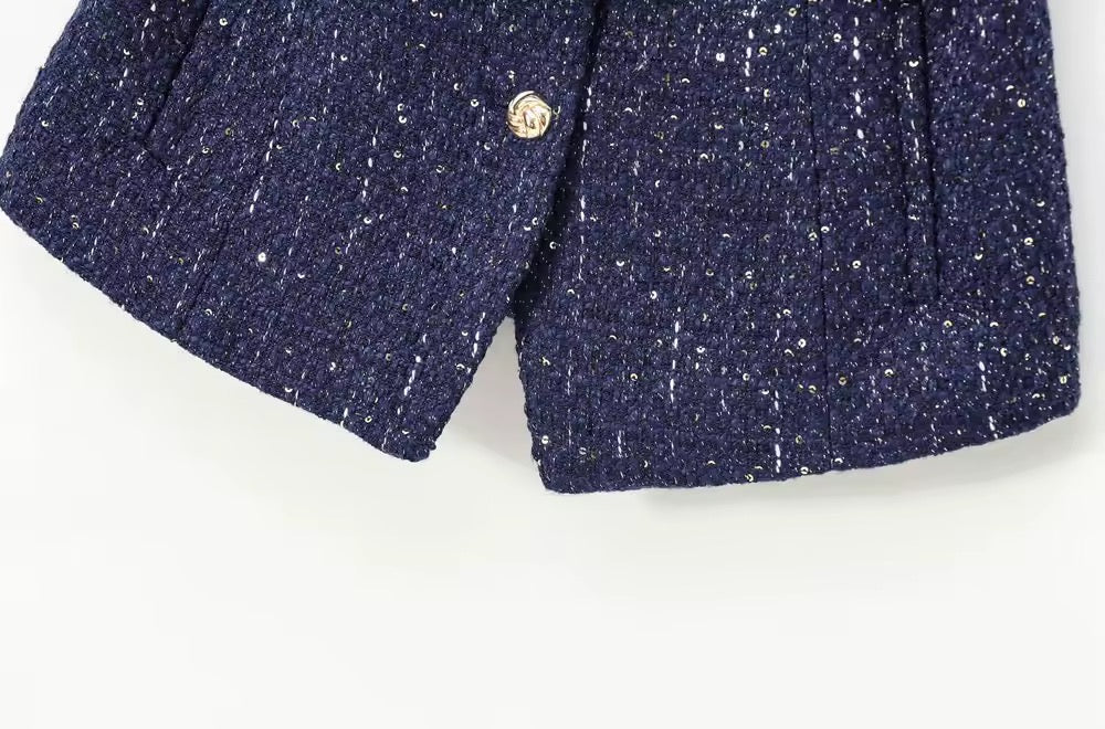 GILET EN TWEED CEINTURÉ