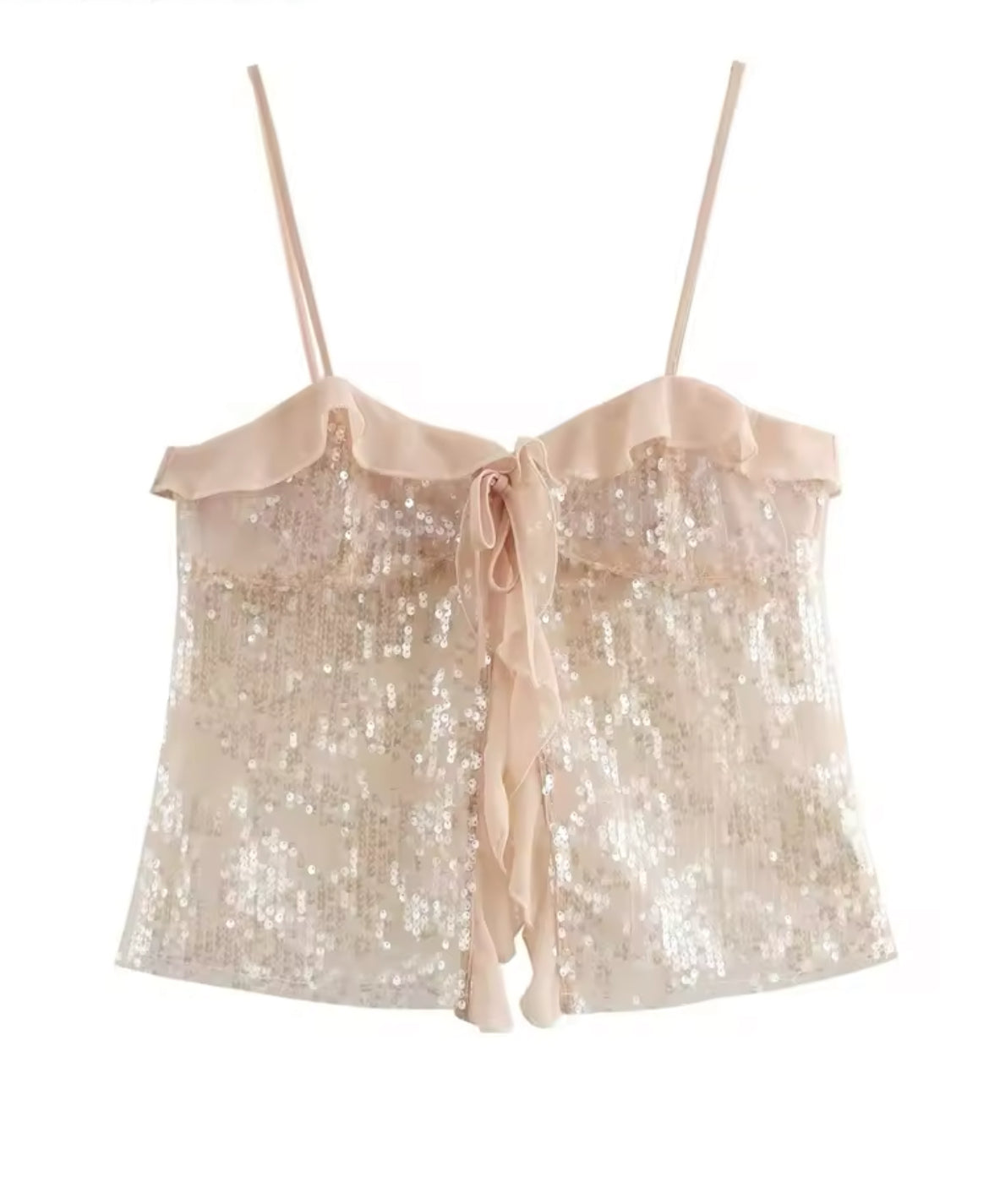 TOP CON VOLANT E PAILLETTES